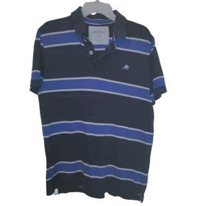 Aeropostale Blue White Stripe Polo Rugby Top L